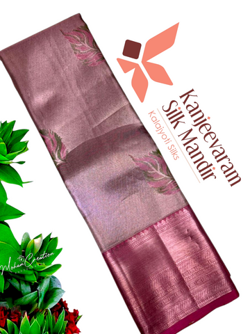 Pure Kanjeevaram silk saree with meenakari weaves - Silk mark certified