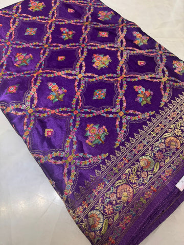 Premium Banarasi crepe satin silk saree