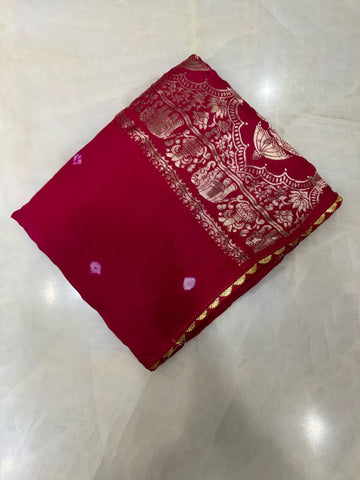 Premium Assam Silk Saree with Bandhani design (Pink)