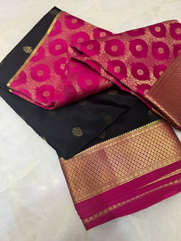 Pure crepe mysore silk saree silk mark certified 120 GSM