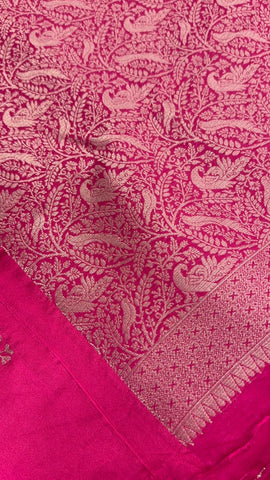 Premium crepe satin silk saree(Rani Pink)
