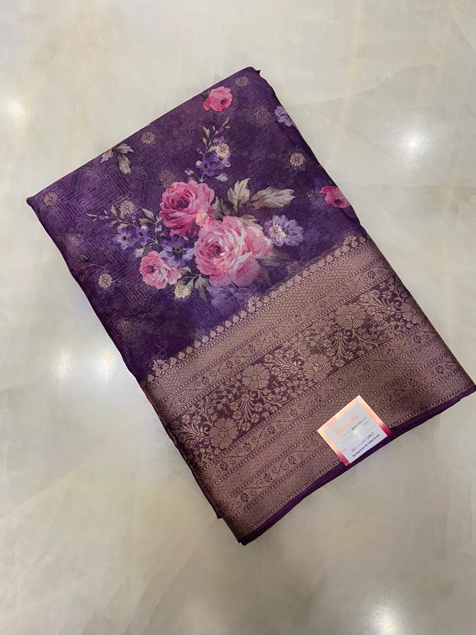 Premium Dola Silk Saree (Lavender)