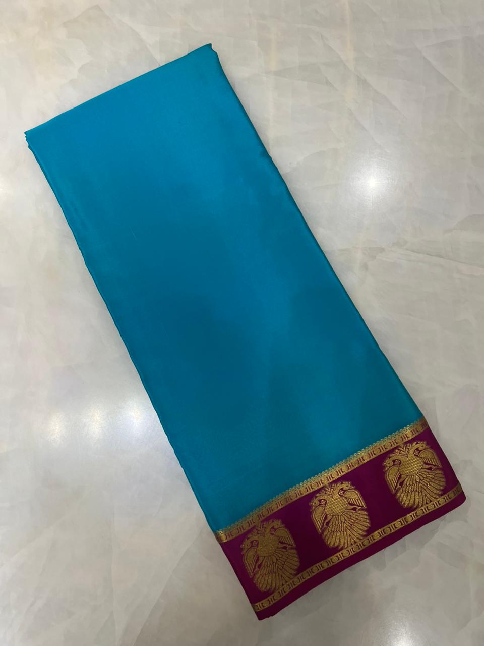 Pure crepe mysore silk saree 100 GSM silk mark certified