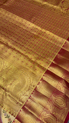 Pure 2G zari handloom Kanjeevaram silk mark certified saree