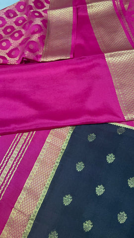 Pure crepe mysore silk saree silk mark certified 120 GSM