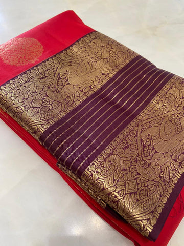 Pure Zari handloom Kanjeevaram silk mark certified saree