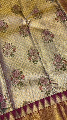 Pure Meenakari zari handloom Kanjeevaram silk mark certified saree