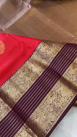 Pure Zari handloom Kanjeevaram silk mark certified saree