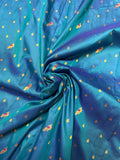 Premium quality semi Paithani silk saree - Blue with reddish pink border