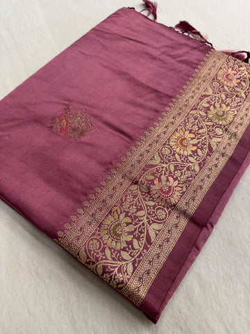 Premium crepe Satin silk saree( onion pink)