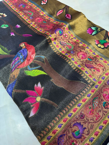 Premium Banarasi handprint tissue saree