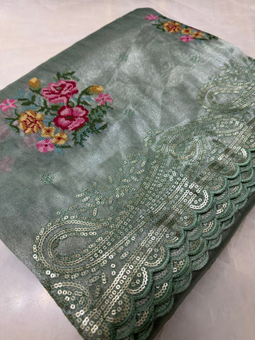 Pure tissue organza saree
