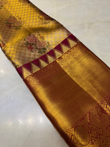 Pure Meenakari zari handloom Kanjeevaram silk mark certified saree