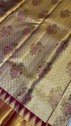 Pure Meenakari zari handloom Kanjeevaram silk mark certified saree