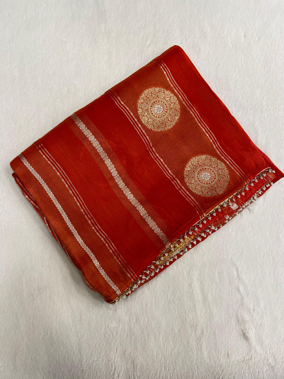 Pure Chinnon Saree With Cutdana work🔥