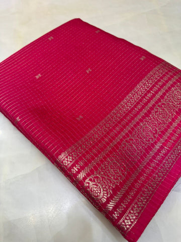 Premium semi Kolkata crepe silk saree (pink)