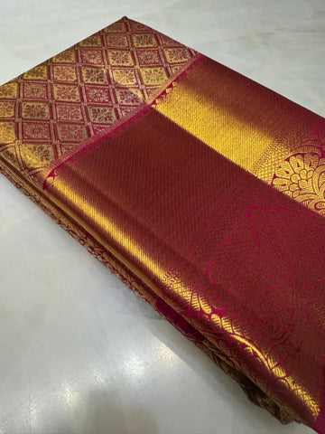 Pure 1G zari handloom Kanjeevaram silk mark certified saree