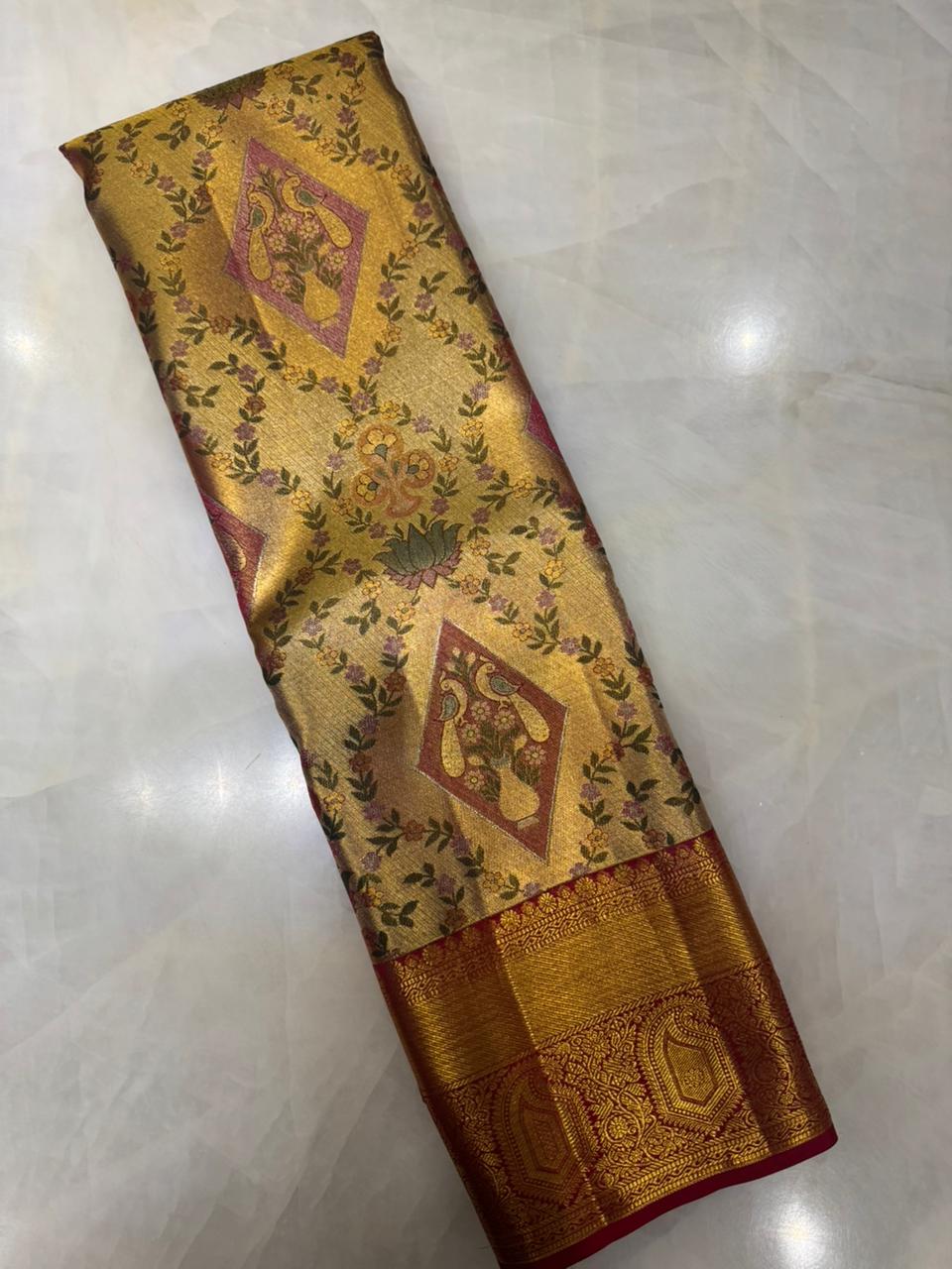 Pure 2G zari handloom Kanjeevaram silk mark certified saree