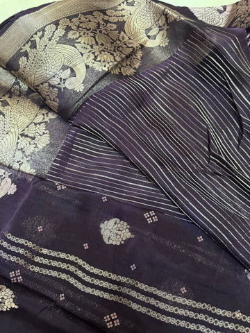 Premium viscose dola silk saree (Deep wine)