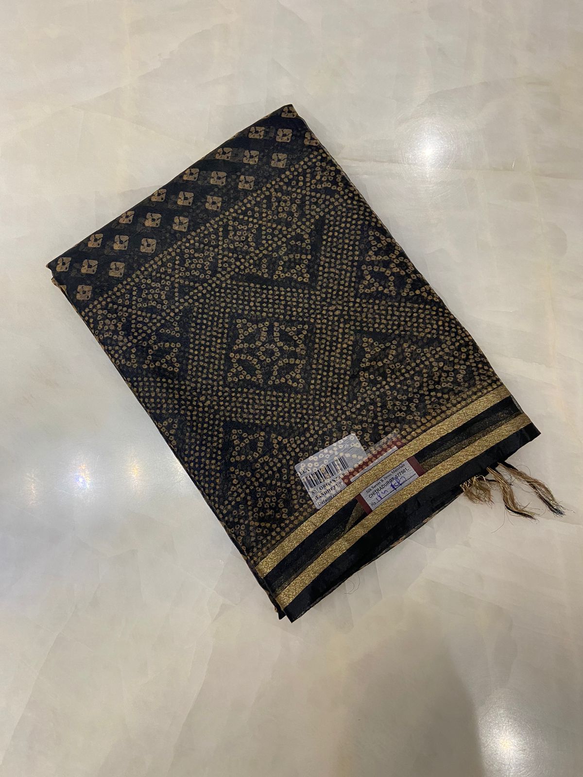 Premium chiffon organza bandej print saree