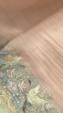 Pure Soft Organza Saree (peach)