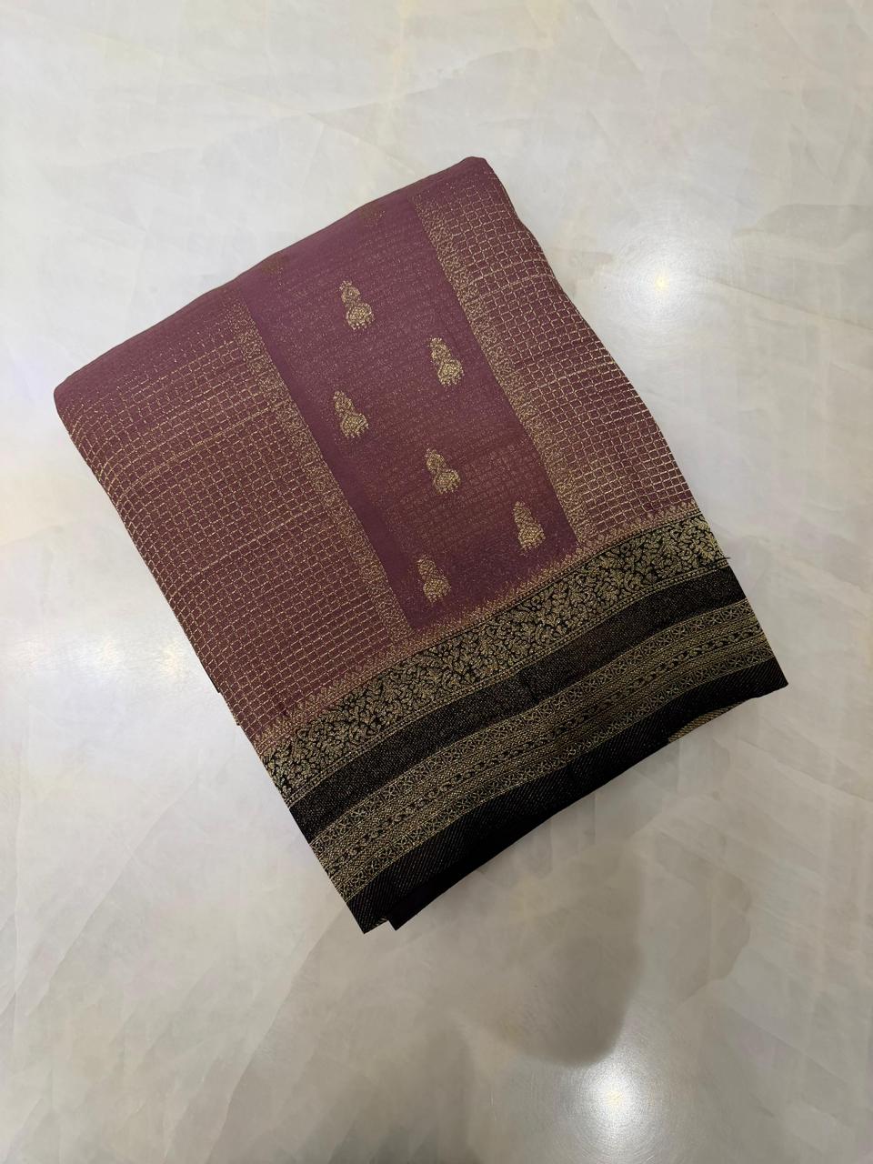 Premium quality wrinkle crepe silk saree