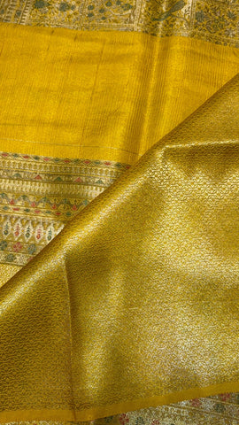 Premium semi crepe Banarasi silk saree 💛