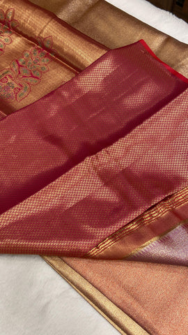 Pure mix bridal tissue semi silk saree