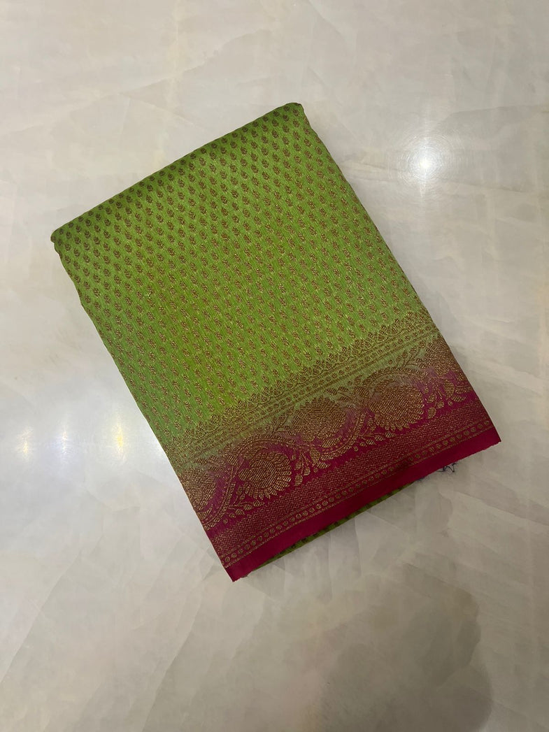 Kanchi Vegan Silk Saree With Contrast Blouse and Rich Jari Pallu main image 1