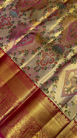 Pure 2G zari handloom Kanjeevaram silk mark certified saree