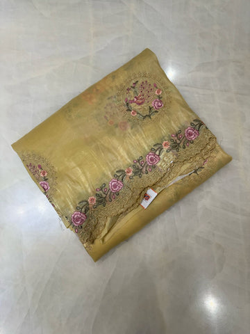 Pure paper crush organza saree