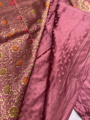 Premium crepe Satin silk saree( onion pink)