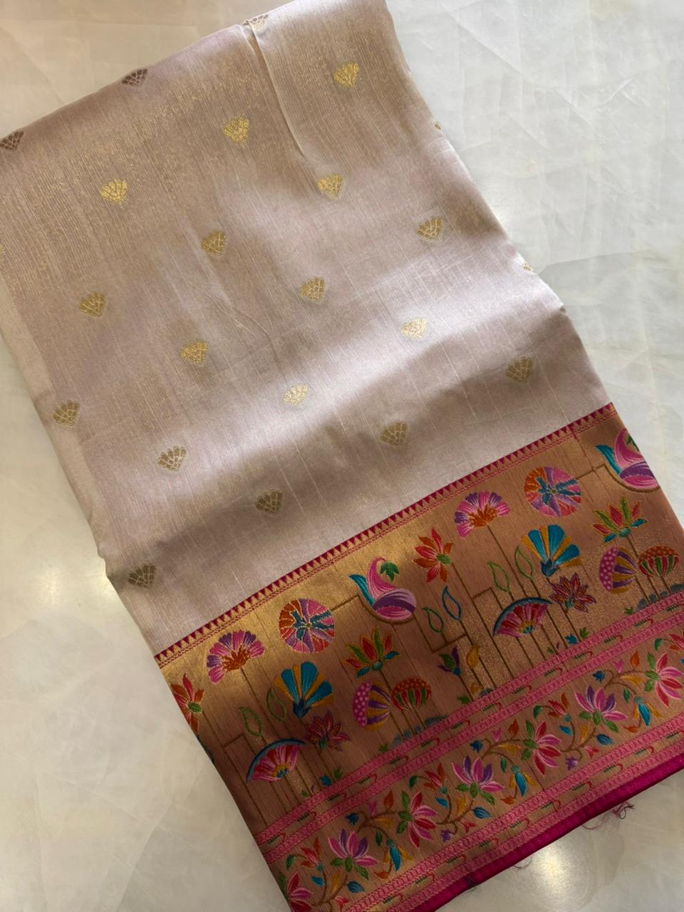 Pure soft tussar with grand border