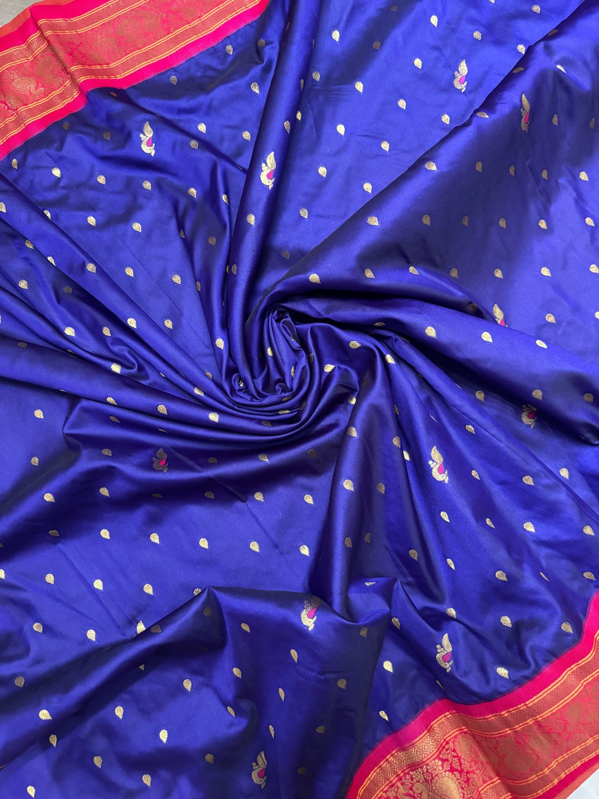 Premium quality semi Paithani silk saree - Purple with reddish pink border