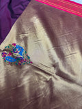 Premium quality semi Paithani silk saree -  Chocolate brown with reddish pink border