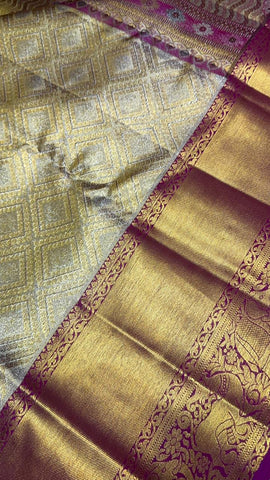 Pure 2G zari handloom Kanjeevaram silk mark certified saree