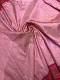 Premium quality semi Paithani silk saree - Baby pink with reddish pink border