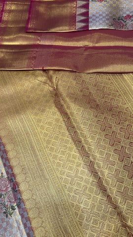 Pure Meenakari zari handloom Kanjeevaram silk mark certified saree