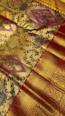 Pure 2G zari handloom Kanjeevaram silk mark certified saree