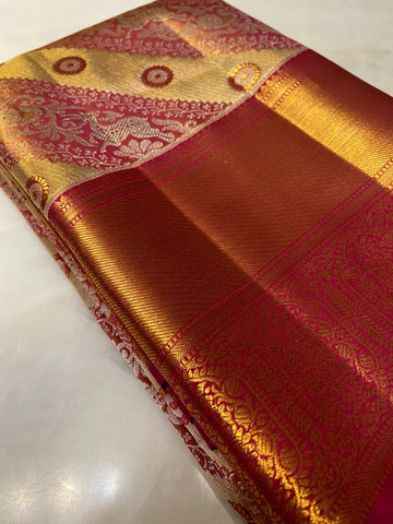 Pure 1G Zari Kanjeevaram silk mark certified saree
