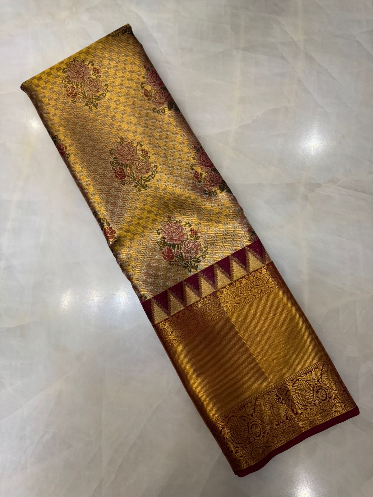 Pure Meenakari zari handloom Kanjeevaram silk mark certified saree