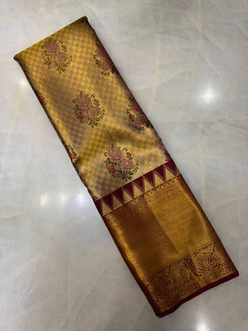Pure Meenakari zari handloom Kanjeevaram silk mark certified saree