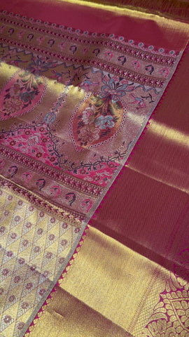 Pure 1G zari handloom Kanjeevaram silk mark certified saree