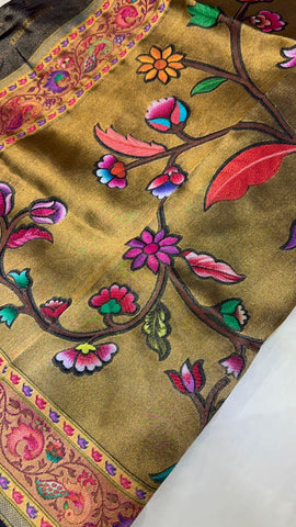 Premium Banarasi handprint tissue saree