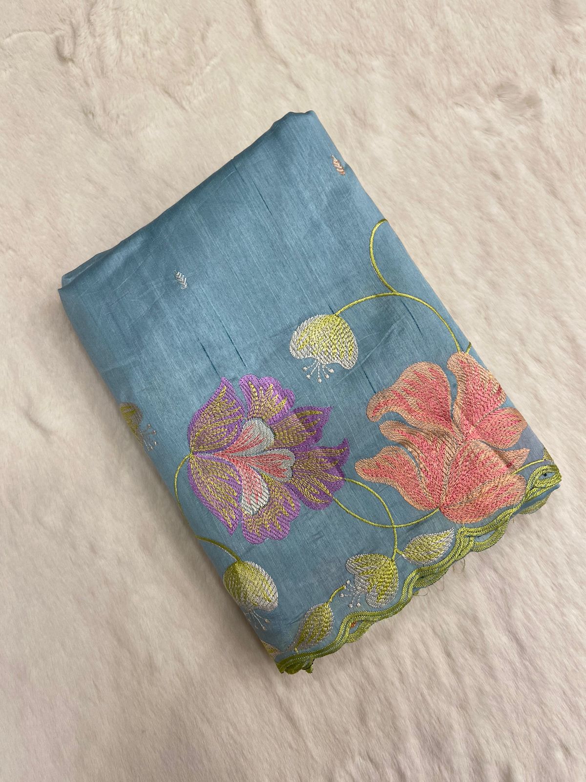 Butter Silk saree with scalloped border
