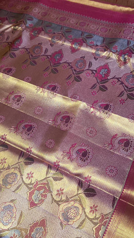 Pure 1G Zari Kanjeevaram silk mark certified saree