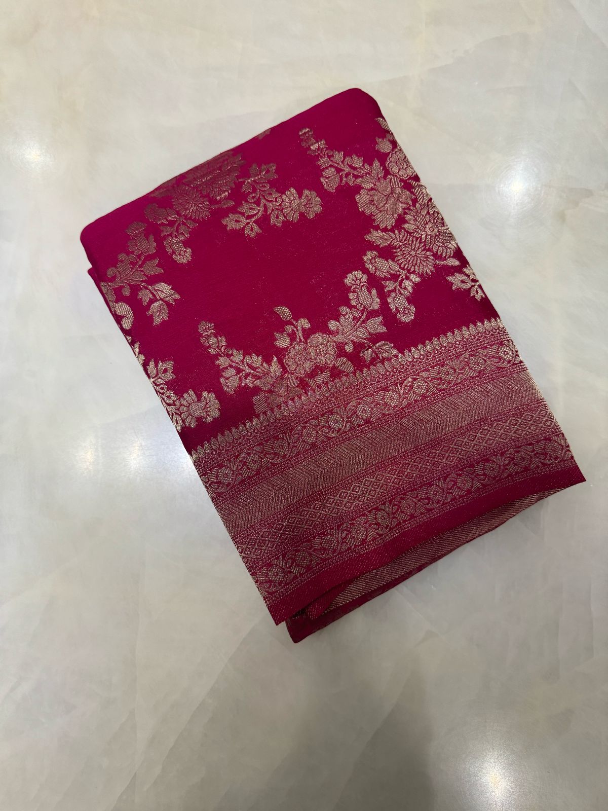 Premium Crush Georgette💓(Reddish Pink)