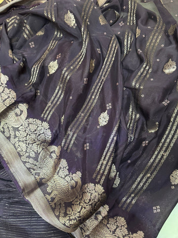 Premium viscose dola silk saree (Deep wine)