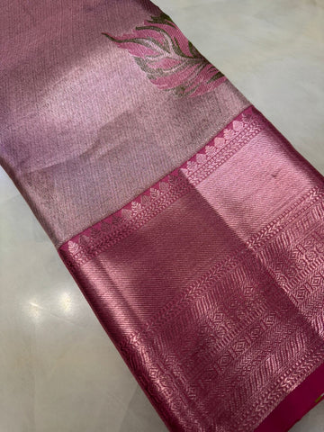Pure Kanjeevaram silk saree with meenakari weaves - Silk mark certified