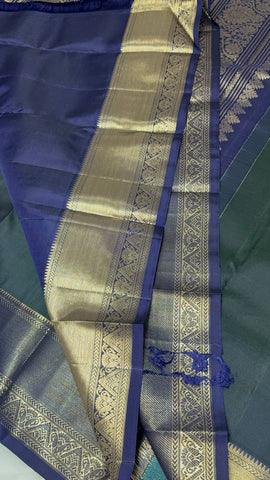 Pure Zari handloom Kanjeevaram silk mark certified saree (dark bottle green)